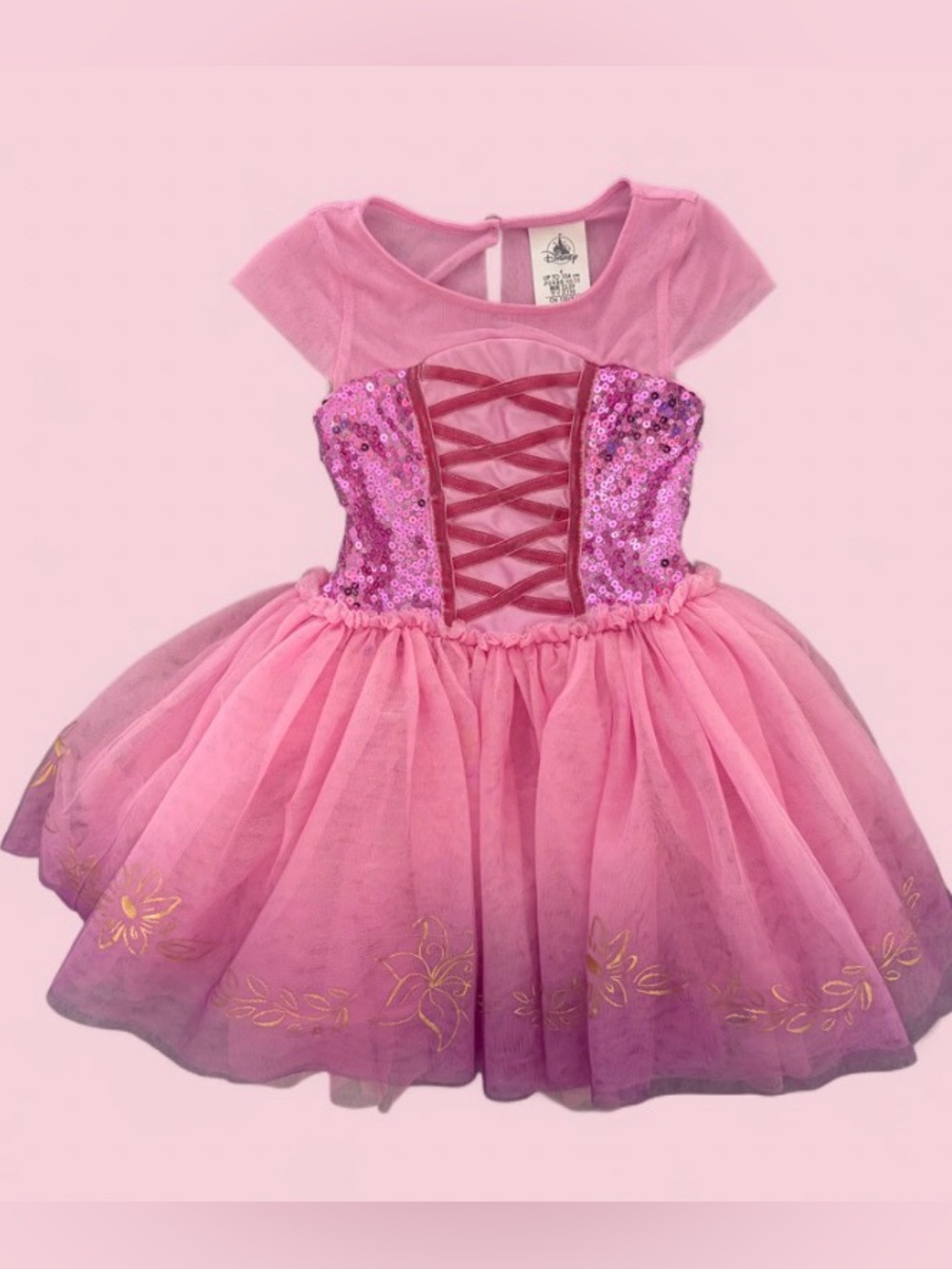 Disney Rapunzel Pink Sequin Tutu Costume Dress Girls Size 4